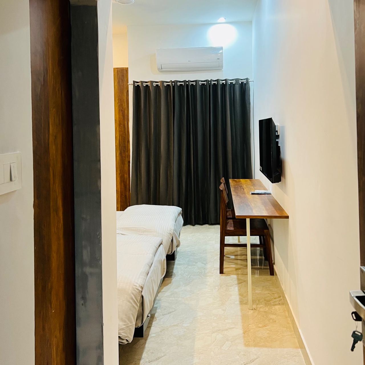 Spacious AC room at Karol's Villa Girls PG, Siddharth Nagar, Malviya Nagar
